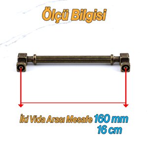 10 Adet Talas 160 Mm Çizgili Metal Antik Sarı Kulp Mobilya Çekmece Mutfak Dolabı Dolap Kulbları 16 Cm