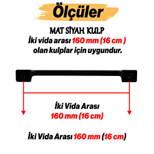 Gediz Metal Mat Siyah Kulp 160 Mm 16 Cm Mobilya Çekmece Mutfak Dolabı Dolap Kapak Kulplar Kulb Kulpu