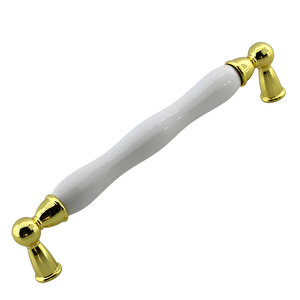 Domaniç Porselen Altın Beyaz Kulp 160 Mm Mobilya Çekmece Mutfak Dolabı Dolap Kapak Kulplar Kulb Kulp