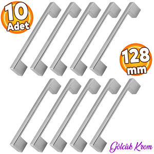 10 Adet Gölcük Düz Mobilya Mutfak Dolap Çekmece Dolabı Kapak Metal Kulpu Kulbu Krom 128 Mm-12.8 Cm