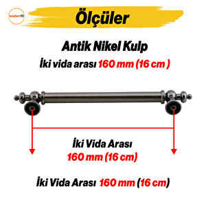 Osmanlı Metal Antik Nikel Kulp 160 Mm 16 Cm Mobilya Çekmece Mutfak Dolabı Dolap Kapak Kulb Kulpu