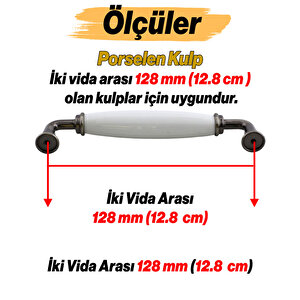 Zerrin Porselen Antik Nikel Kulp 128 Mm Mobilya Çekmece Mutfak Dolabı Dolap Kapak Kulplar Kulb Kulp
