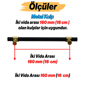 Eylül Mobilya Mutfak Dolabı Çekmece Dolap Kulpları Kapak Kulpu Kulbu Siyah Altın 160 Mm Metal Kulp