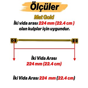 Gediz Metal Mat Gold Altın Kulp 224 Mm Mobilya Çekmece Mutfak Dolabı Dolap Kapak Kulpları Kulb Kulpu