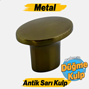 Avcı Antik Sarı Kulp Düğme Tek Vidalı Çekmece Mutfak Mobilya Dolabı Dolap Kulpu Kulbu Metal Kulpları