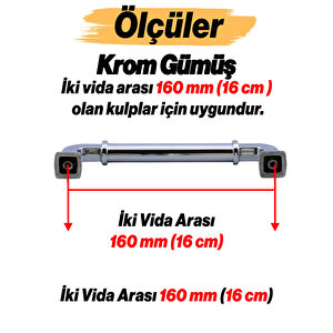 Alfa Metal Gümüş Krom Renk Kulp 160 Mm Mobilya Çekmece Mutfak Dolabı Dolap Kapak Kulpları Kulb Kulpu