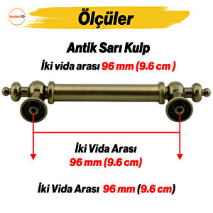 Osmanlı (96 Mm - 9.6 Cm) Antik Sarı Metal Mobilya Mutfak Çekmece Dolap Dolabı Kulbu Kulpu Kulpları