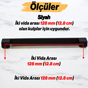 Orta Köprü (128 Mm - 12.8 Cm) Siyah Metal Mobilya Mutfak Çekmece Dolap Dolabı Kulbu Kulpu Kulpları