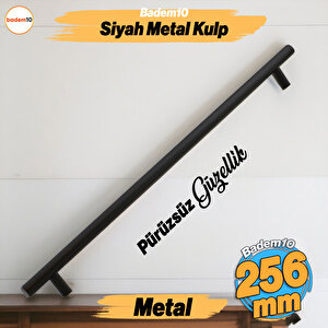 Çubuk Siyah Metal Kulp 256 Mm 25.6 Cm Mobilya Mutfak Çekmece Dolap Dolabı Kulpu Kulbu Kulpları