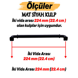 Alfa Metal Mat Siyah Kulp 224 Mm 22.4 Cm Mobilya Çekmece Mutfak Dolabı Dolap Kapak Kulp Kulb Kulpu
