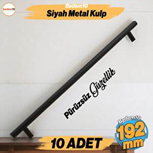 Çubuk 10 Adet Siyah Metal Kulp (192 Mm-19.2 Cm) Mobilya Mutfak Çekmece Dolabı Kulpu Kulbu Kulpları