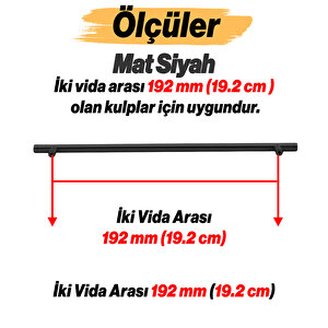 Çubuk 10 Adet Siyah Metal Kulp (192 Mm-19.2 Cm) Mobilya Mutfak Çekmece Dolabı Kulpu Kulbu Kulpları