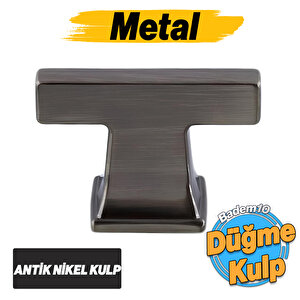 Gediz Antik Nikel Kulp Düğme Tek Vidalı Çekmece Kulbu Metal Kulplar Mutfak Mobilya Dolabı Dolap Kulp