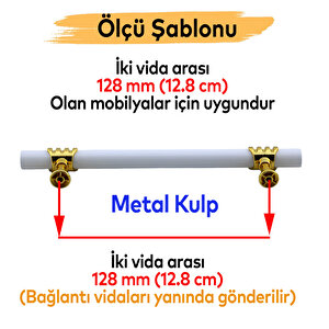 Eylül Mobilya Mutfak Dolabı Çekmece Dolap Kulpları Kapak Kulpu Kulbu Beyaz Altın 128 Mm Metal Kulp