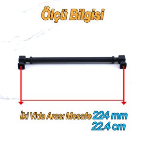 Talas 224 Mm Düz Si̇yah Metal Kulp Mobilya Çekmece Mutfak Dolabı Dolap Kulpları Kulb 22.4 Cm