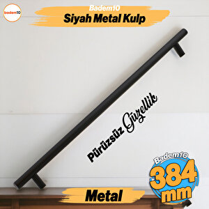 Çubuk Mat Siyah Metal Kulp 384 Mm 38.4 Cm Mobilya Mutfak Çekmece Dolap Dolabı Kulpu Kulbu Kulplar