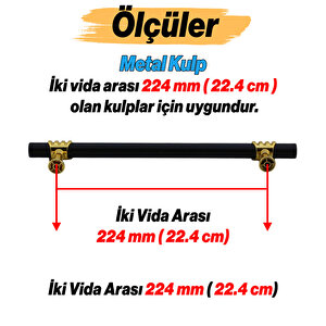 Eylül Mobilya Mutfak Dolabı Çekmece Dolap Kulpları Kapak Kulpu Kulbu Siyah Altın 224 Mm Metal Kulp