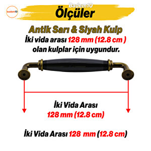 Kapıdağı Porselen Antik Sarı Siyah Kulp 128 Mm Mobilya Çekmece Mutfak Dolabı Dolap Kapak Kulb Kulpu