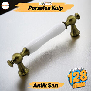 Aruh Porselen Antik Sarı Kulp 128 Mm Mobilya Çekmece Mutfak Dolabı Dolap Kapak Kulplar Kulb Kulpu