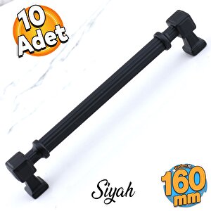 Talas 160 Mm 10 Adet Çizgili Si̇yah Metal Kulp Mobilya Çekmece Mutfak Dolabı Dolap Kulbları 16 Cm