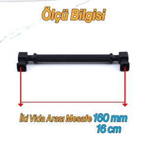 Talas 160 Mm 10 Adet Çizgili Si̇yah Metal Kulp Mobilya Çekmece Mutfak Dolabı Dolap Kulbları 16 Cm