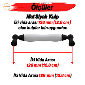 Domaniç Porselen Mat Siyah Kulp 128 Mm Mobilya Çekmece Mutfak Dolabı Dolap Kapak Kulplar Kulb Kulp