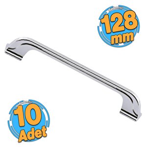 10 Adet Alperen 128 Mm Düz Mobilya Mutfak Dolabı Çekmece Dolap Kapak Kulpu Kulbu Krom Metal Kulp