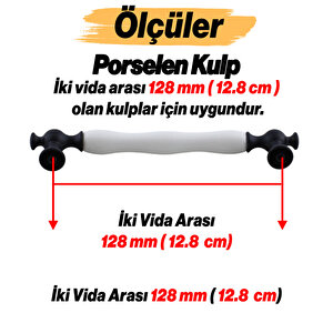 Aruh Porselen Siyah Kulp 128 Mm Mobilya Çekmece Mutfak Dolabı Dolap Kapak Kulpları Kulb Kulpu
