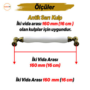 Domaniç Porselen Antik Sarı Kulp 160 Mm Mobilya Çekmece Mutfak Dolabı Dolap Kapak Kulplar Kulb Kulpu