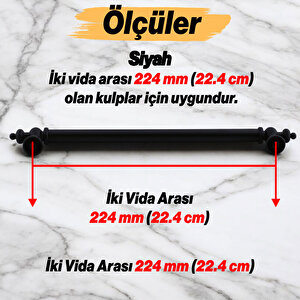 Osmanlı (224 Mm - 22.4 Cm) Mat Siyah Metal Mobilya Mutfak Çekmece Dolap Dolabı Kulbu Kulpu Kulpları