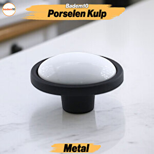 Çoruh Porselen Siyah Kulp Düğme Çekmece Mutfak Mobilya Dolabı Dolap Kulpu Kulbu Metal Kulpları