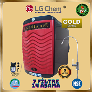 Lg Chem Gold Series Pompali & Ücretsi̇z Montajli Si̇yah-kirmizi 12 Li̇tre 7 Fi̇ltre 14 Aşama 90 Gpd Membranli Su Aritma Ci̇hazi