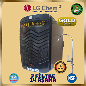 Lg Chem Gold Series Si̇yah Ücretsi̇z Montaj 12 Li̇tre 7 Fi̇ltre 14 Aşama 90 Gpd Membranli Su Aritma Ci̇hazi