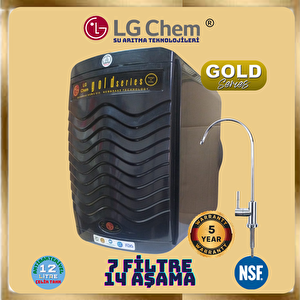 Lg Chem Gold Series Si̇yah 12 Li̇tre 7 Fi̇ltre 14 Aşama 90 Gpd Membranli Su Aritma Ci̇hazi