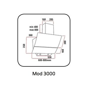 Alveus Mod 3000 Gri̇ Dokunmatik/ Digital Davlumbaz