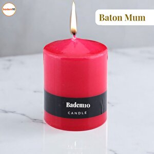 Baton Mum Kırmızı Silindir Dekoratif Mumu Kandil Hediyelik Fitilli Mumlar Şamdan Kokusuz 6 X 8 Cm