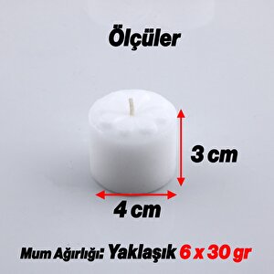 Baton Mum Mini 6'lı Beyaz Silindir Dekoratif Mumu Kandil Hediyelik Fitilli Mumlar Şamdan Kokusuz