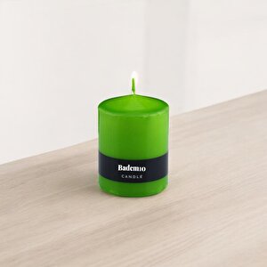 Baton Mum Yeşil Silindir Dekoratif Mumu Kandil Hediyelik Fitilli Mumlar Şamdan Kokusuz 6 X 8 Cm