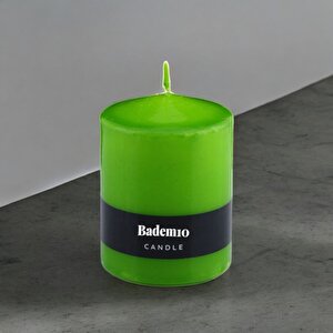 Baton Mum Yeşil Silindir Dekoratif Mumu Kandil Hediyelik Fitilli Mumlar Şamdan Kokusuz 6 X 8 Cm