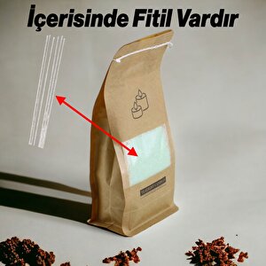 Toz Mum 250 Gr Dekoratif Mumu Kandil Hediyelik Fitilli Mumlar Şamdan Turkuaz Elma Kokulu