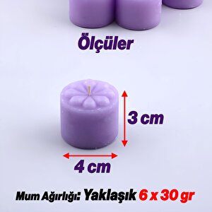 Baton Mum Mini 6'lı Mor Renk Silindir Dekoratif Mumu Kandil Hediyelik Fitilli Mumlar Şamdan Kokusuz