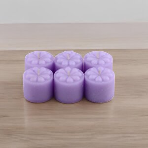 Baton Mum Mini 6'lı Mor Renk Silindir Dekoratif Mumu Kandil Hediyelik Fitilli Mumlar Şamdan Kokusuz
