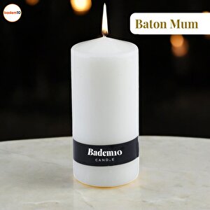 Baton Mum Beyaz Silindir Dekoratif Mumu Kandil Hediyelik Fitilli Mumlar Şamdan Kokusuz 6 X 13 Cm