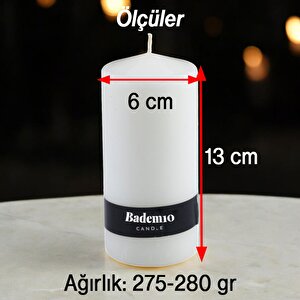 Baton Mum Beyaz Silindir Dekoratif Mumu Kandil Hediyelik Fitilli Mumlar Şamdan Kokusuz 6 X 13 Cm