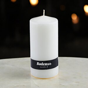 Baton Mum Beyaz Silindir Dekoratif Mumu Kandil Hediyelik Fitilli Mumlar Şamdan Kokusuz 6 X 13 Cm