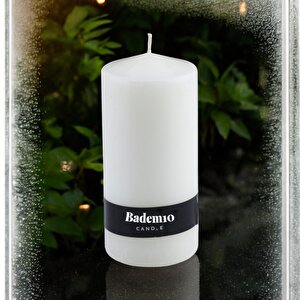 Baton Mum Beyaz Silindir Dekoratif Mumu Kandil Hediyelik Fitilli Mumlar Şamdan Kokusuz 6 X 13 Cm