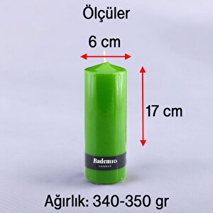 Baton Mum Yeşil Silindir Dekoratif Mumu Kandil Hediyelik Fitilli Mumlar Şamdan Kokusuz 6 X 17 Cm