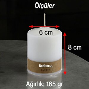 Baton Mum Beyaz Silindir Dekoratif Mumu Kandil Hediyelik Fitilli Mumlar Şamdan Kokusuz 6 X 8 Cm
