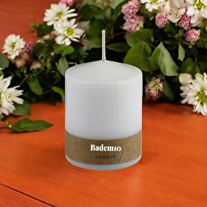 Baton Mum Beyaz Silindir Dekoratif Mumu Kandil Hediyelik Fitilli Mumlar Şamdan Kokusuz 6 X 8 Cm