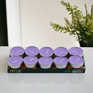 Tealight Mum 10x10 Gr Dekoratif Mumu Kandil Hediyelik Fitilli Mumluk Şamdan Lila Renk Kokusuz